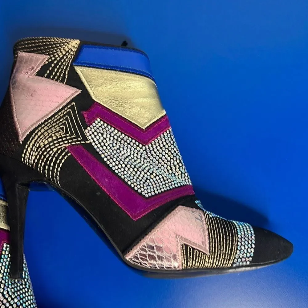 Giuseppe Zanotti Crystals Patchwork Ankle Boots